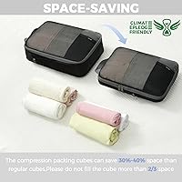 Vista 227 de BAGAIL 4 juegos/6 juegos/8 cubos de compresión para embalaje, accesorios de viaje, organizadores de embalaje expandibles (malla cuadrada, 06-beige)
