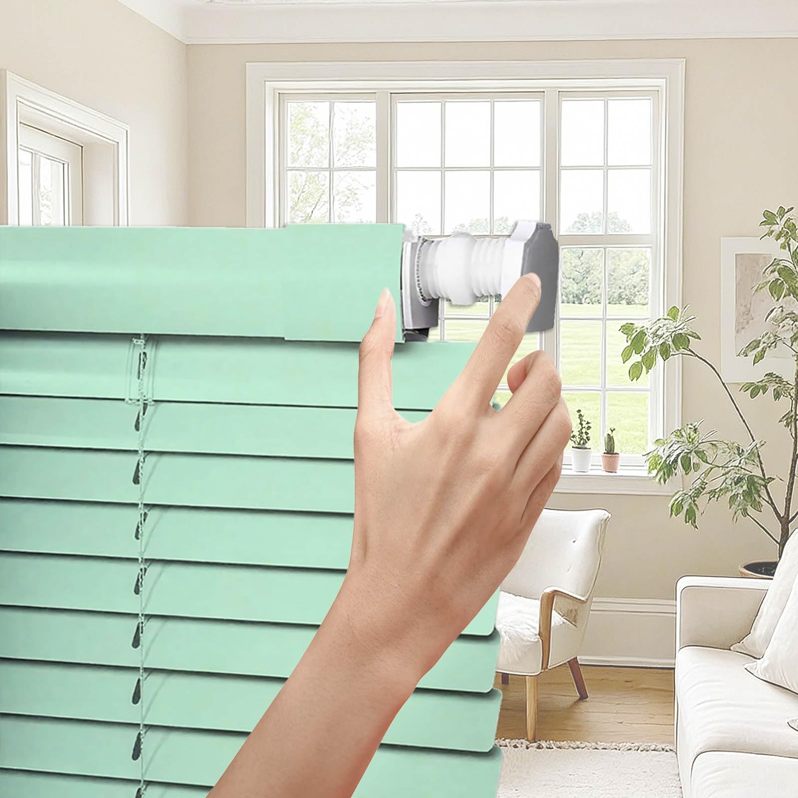 No Tools No Drill Venetian Blind, Aluminum Mini Blinds for Indoor Windows, 1" Metal Slat Room Darkening Horizontal Blinds, Custom Size Blackout Window Shades(Green)