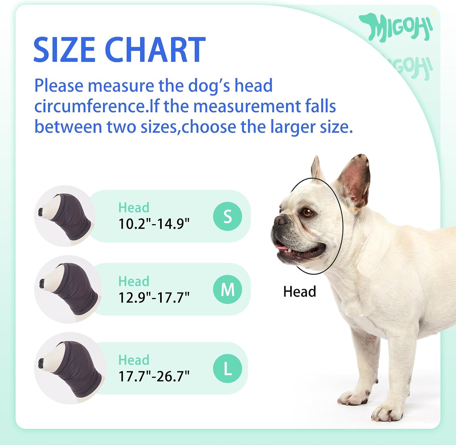 MIGOHI Dog Cooling Head Wrap,Summer Dog Cooling Bandana,Breathable Ear Cover for Dogs,Pet Head & Neck Covers for Outdoor Heat Relief,Sun Protection,Grooming,Hematoma,Separation & Noise Anxiety,S,Grey image 5