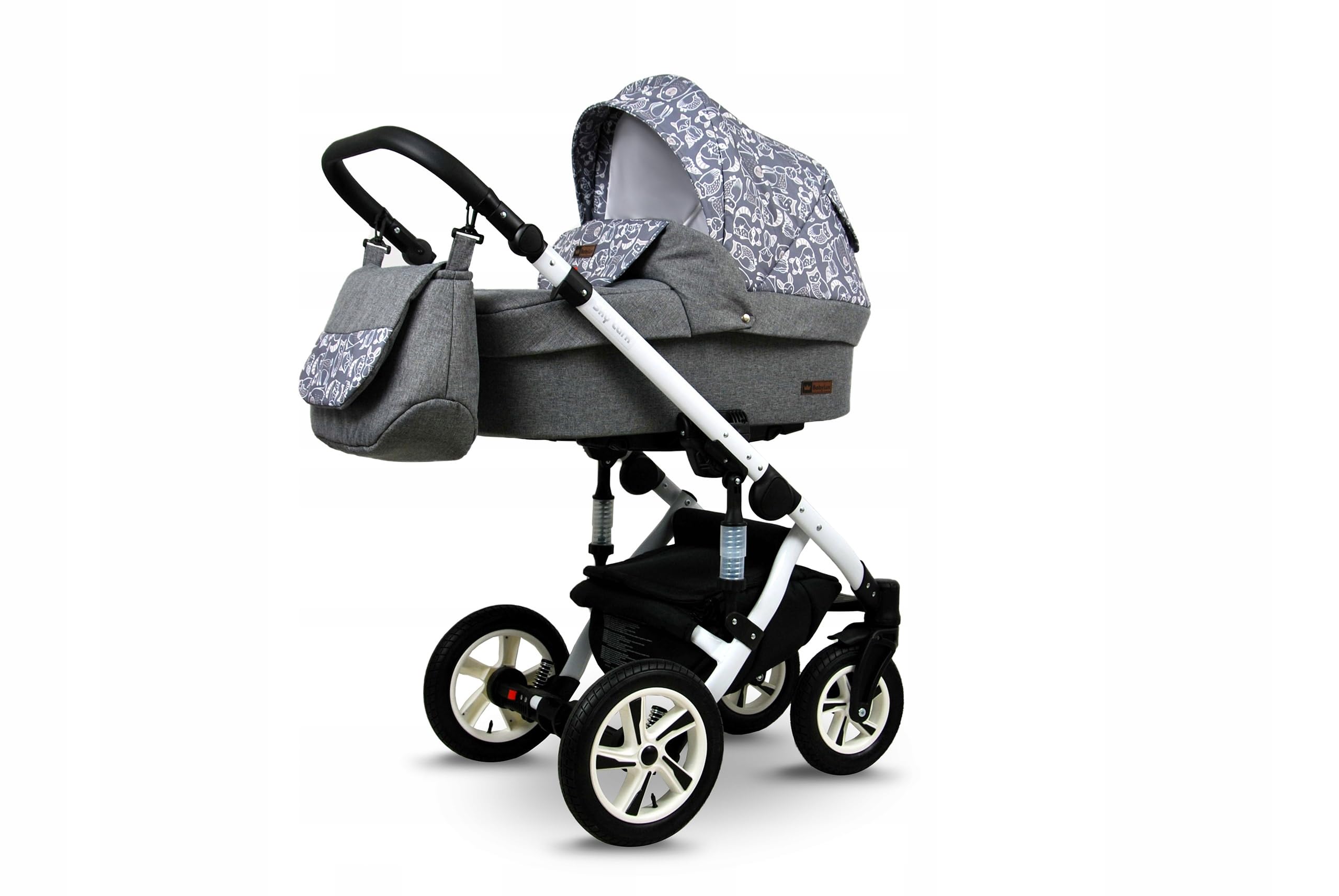 BabyLux Zestaw wózków dziecięcych 3 w 1 – Sky Lark – w zestawie wanienka dla niemowląt, fotelik sportowy, fotelik samochodowy – zestaw wózków dziecięcych z torbą do przewijania, osłoną