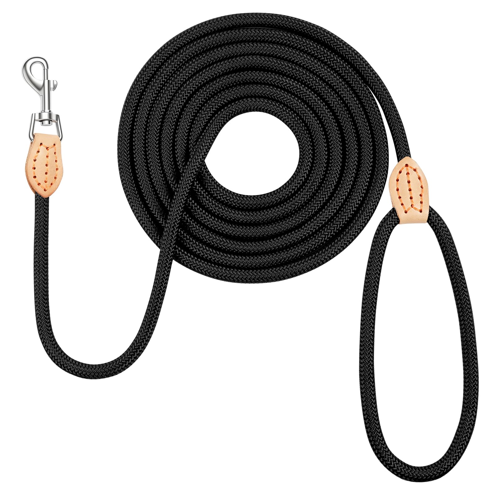 OSDUE Dog Leads for Small Medium Dogs, 3m Durable Strong Dog Training Leash Rope with Heavy Duty Hook, Nylon Leads for Training, Walking,Black
