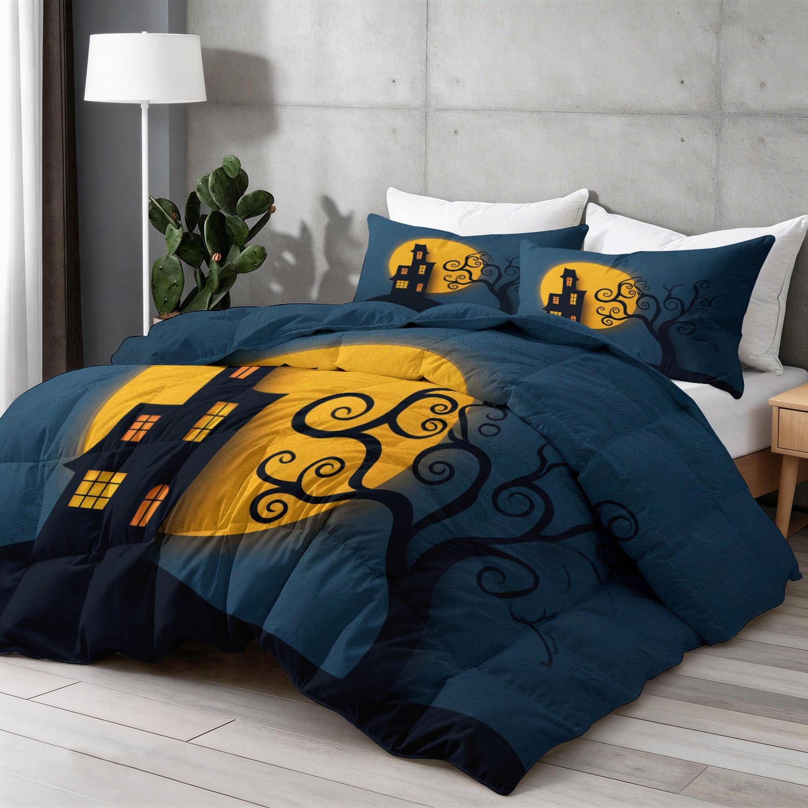 Edredón de 220 x 240 cm sin funda lavable manta de verano ligera transpirable diseño gótico luna