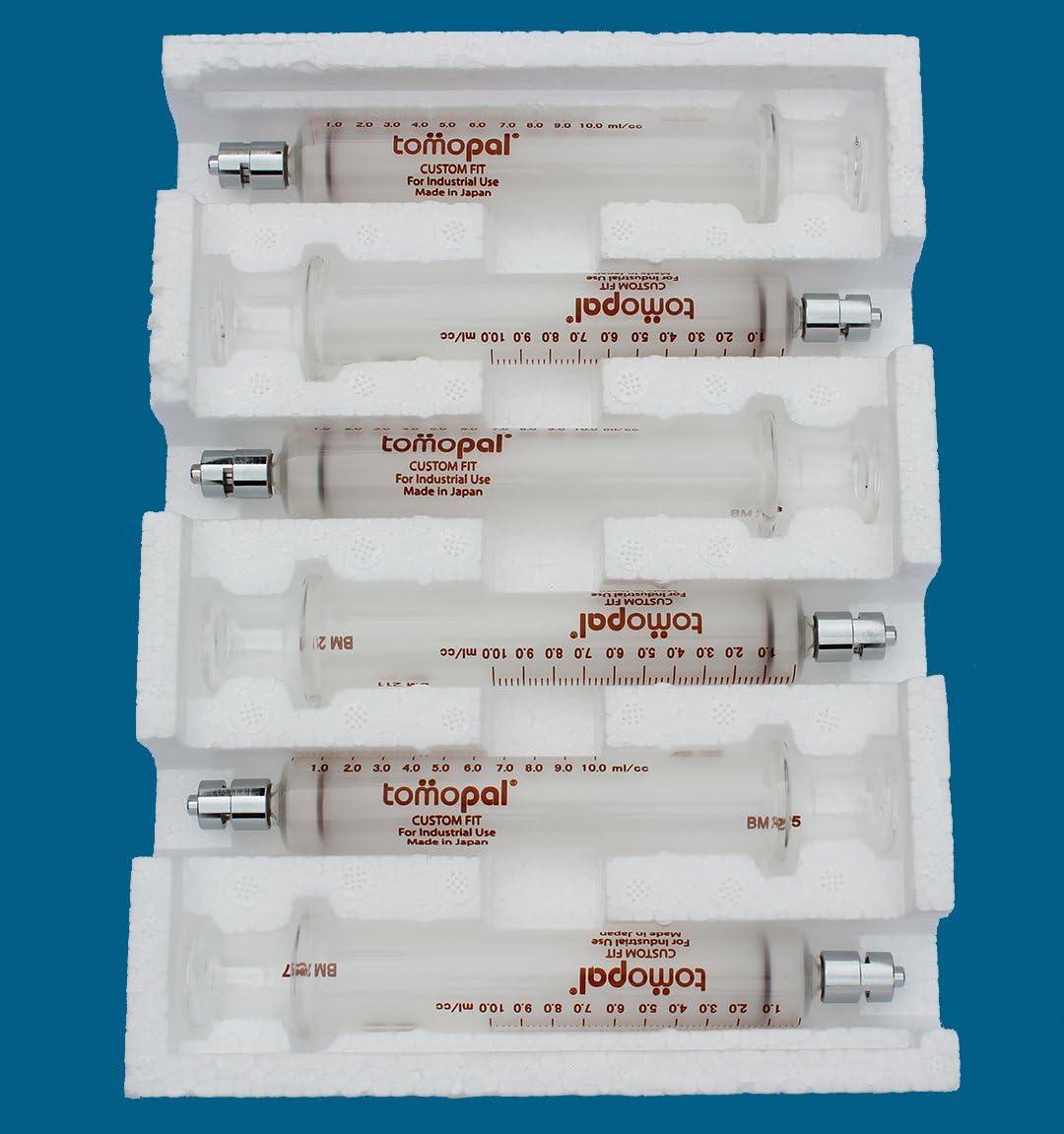 Glass Syringe 10 ml (Per Pack 6), Tomopal Glass Syringe 10 ml w/0.2 ml Graduation for Industrial or Dissolved Gas Analysis uses. P/N: 140-4510-X006, Made in Japan