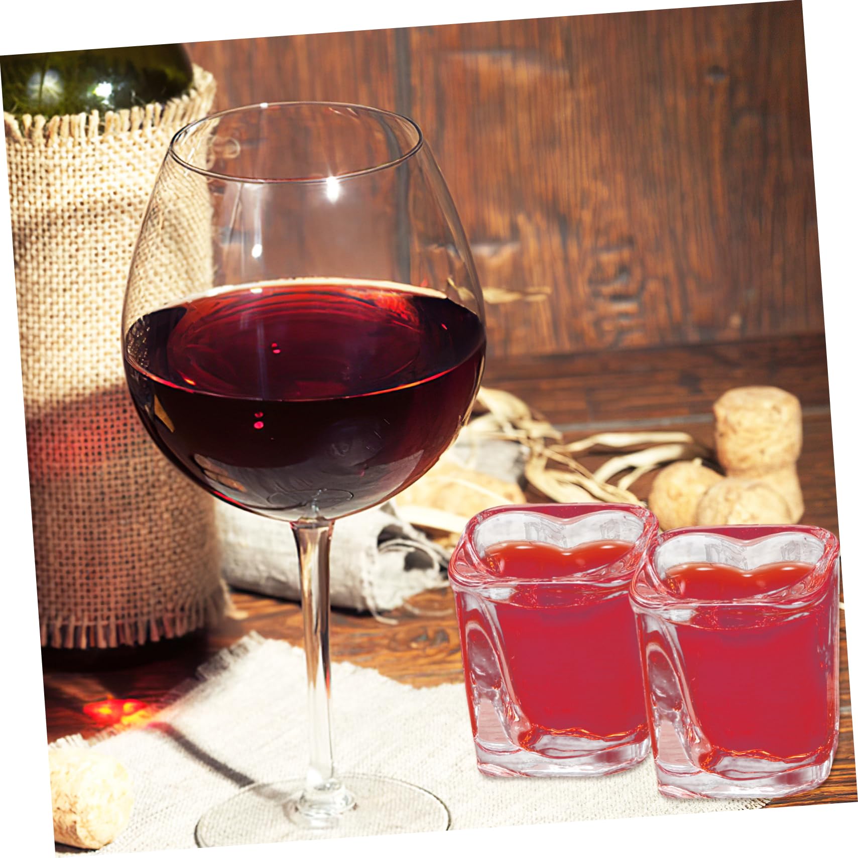 Lot de 6 Verres à Shot en Verre de Cœur Base Carrée Stable de 45 Ml, pour Noël et Réunions Entre Amis