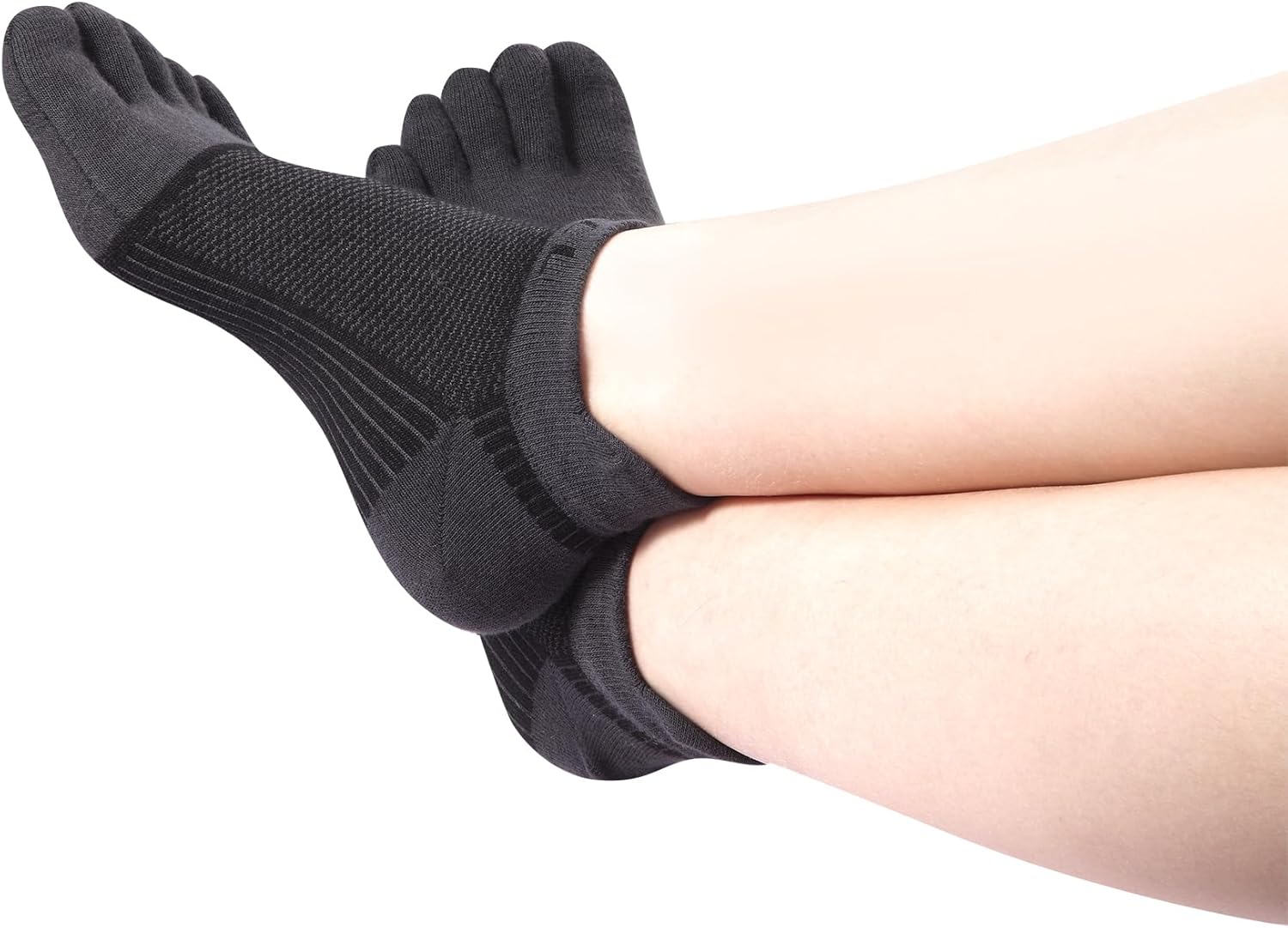 VWELL Cotton Toe Socks Five Finger Socks No Show Crew Athletic Running Socks 4 Pairs,Size 7-11 - Image 4