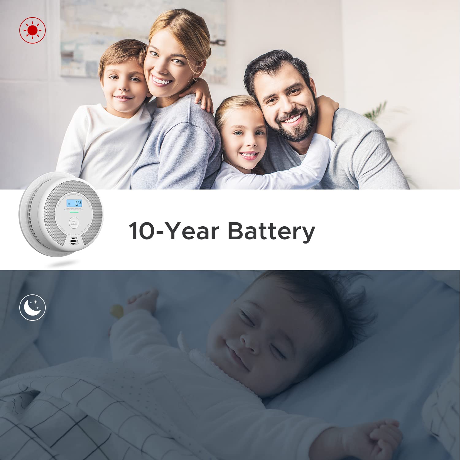 X-Sense 10-Year Battery Combination Smoke Carbon Monoxide Alarm Detector & Kidde Nighthawk Carbon Monoxide Detector & Propane, Natural, & Explosive Gas Detector, AC-Plug-in with Battery Backup, White: Tools & Home Improvement