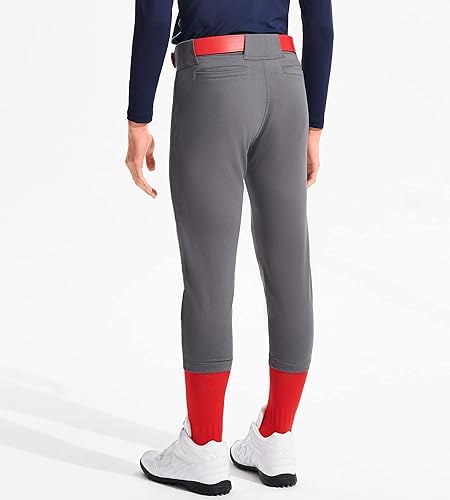 Miniatura 3 de DEVOROPA Pantalones de béisbol duraderos para niños y jóvenes, UPF 50+ para niñas, pantalones de softball, con bolsillos con cinturón