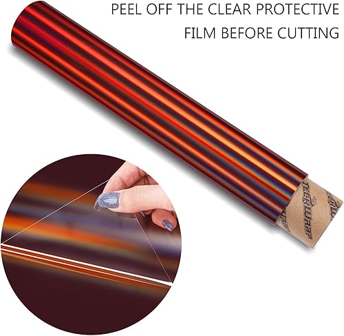 Miniatura 2 de TECKWRAP Vinilo adhesivo holográfico cromado, sin burbujas, vinilo holográfico permanente con canales de aire, 1 x 5 pies, para calcomanías de