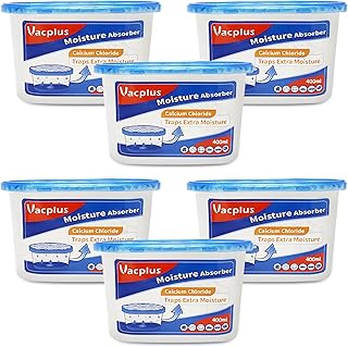 Vacplus Moisture Absorbers - Dehumidifiers for Closet, Efficient Humidity Absorber Boxes Collect Excess Moisture for Bathroom, Kitchen, Study, Fragrance-Free, 6 Pack