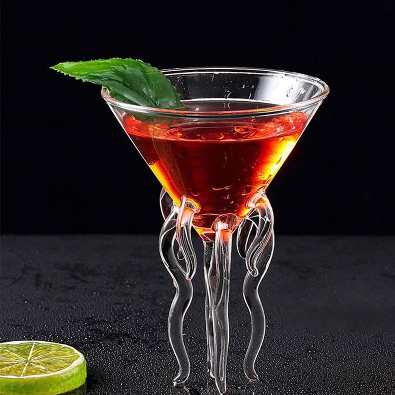 2 Bicchieri Da Cocktail Martini Polpo - Vetro Trasparente, Design Unico, Per Casa E Feste - Foto 9