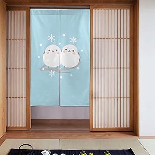 おしゃれ のれん 目隠し シマエナガ かわいい 鳥 暖簾 簡単 目隠し 玄関 ドアカーテン 間仕切り ロング カーテン キッチン リビング 飲食店 出入り口 飾り 86cmx143cm