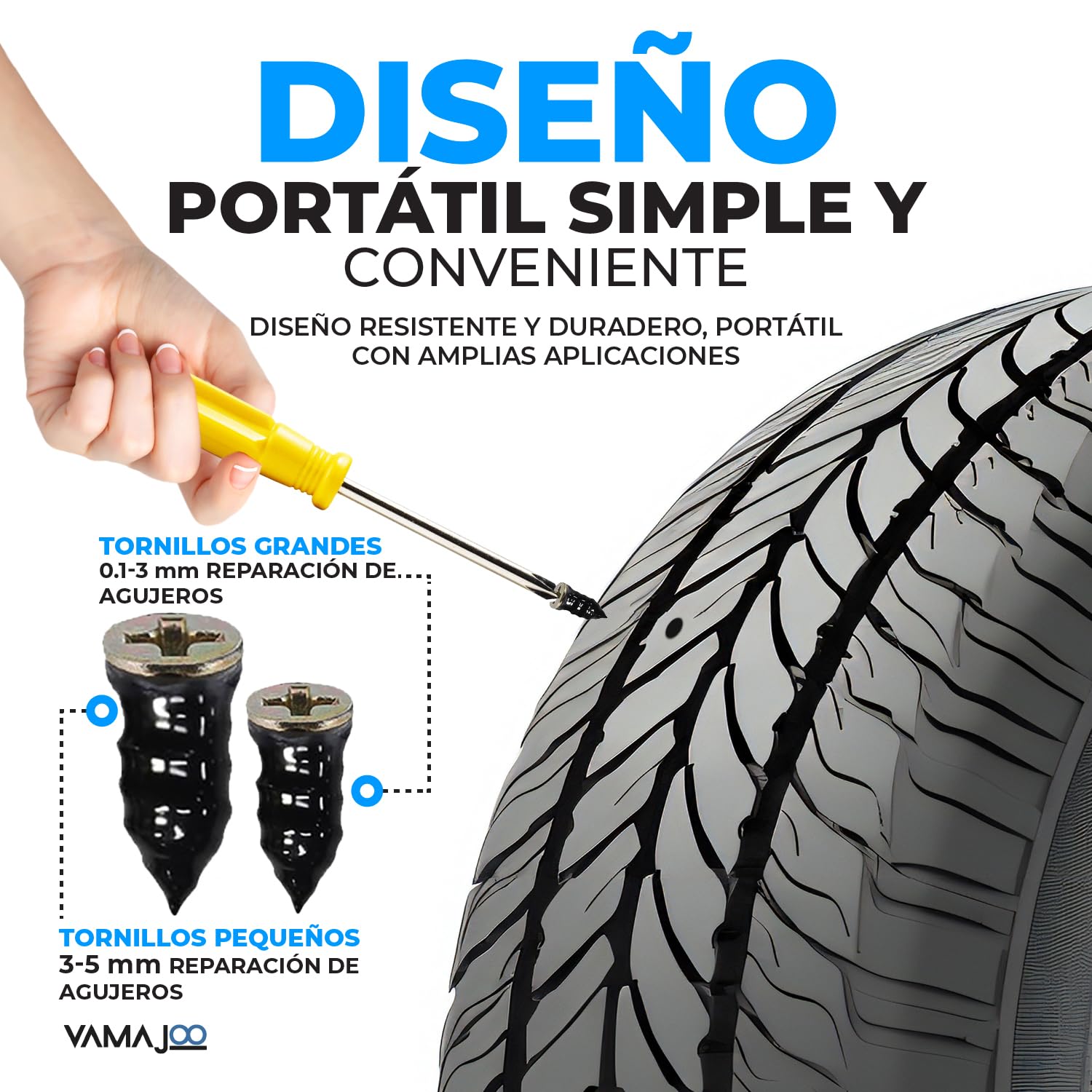 Tornillos para Pinchazos Neumaticos - Kit Repara Pinchazos Coche 70Pcs - Kit Antipinchazos Coche + Destornillador - Reparador Pinchazos Coche - Kit Repara Pinchazos Moto(35S)+(35L)