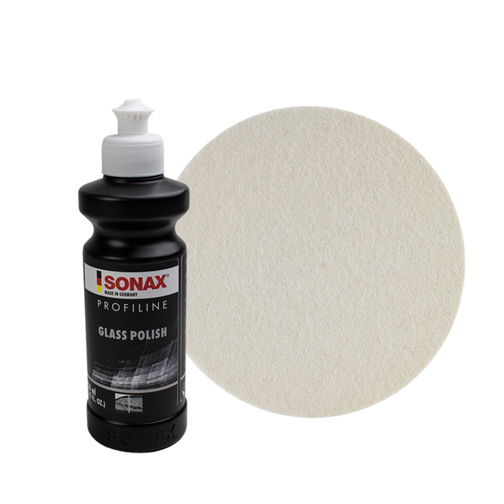 SONAX Polissoir professionnel pour vitres en verre + feutre - Polissage anti-rayures