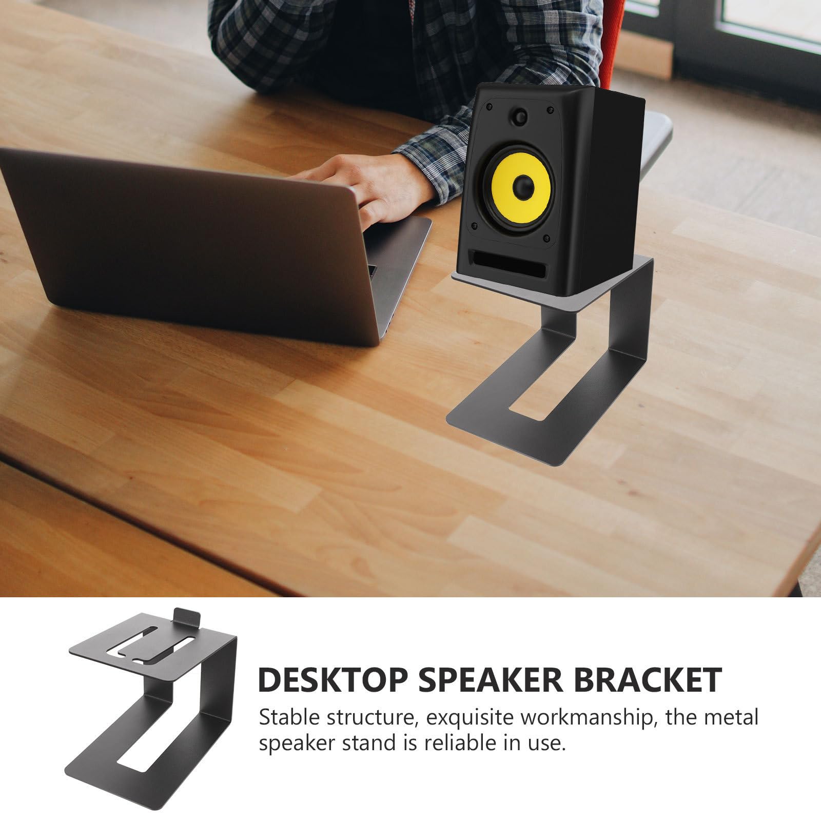 Toyvian Soporte Metálico Negro Ajuste Fijo, para Altavoces de Escritorio