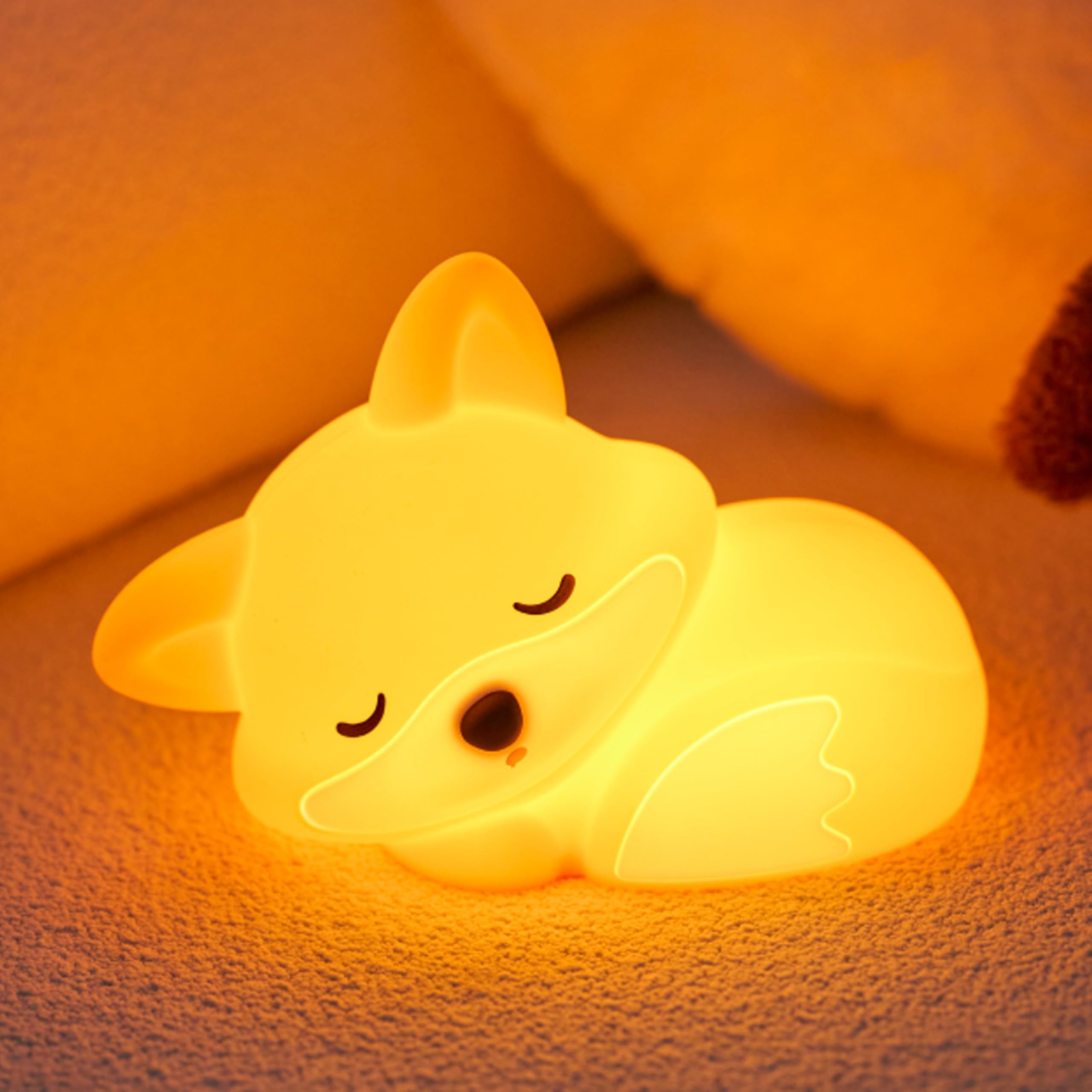 Jmg-Myratts Fox Night Light For Kids, Cute Soft Silicone Lamp, Dimmable Nursery Portable Kawaii Lamps, Bedside Lamp For Baby Toddler Adult[Energy Class G](Fox)