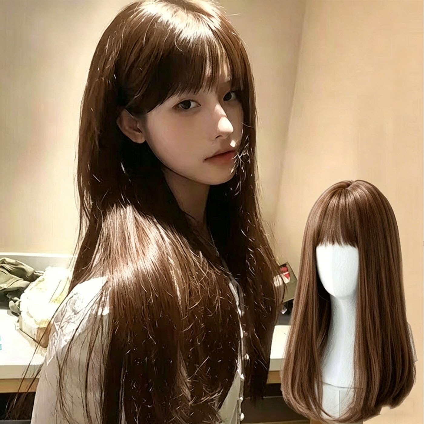 和装美人 涼 ダークブラウン ウィッグ Amazon.co.jp: HUIKKJP 女装コスプレウィッグ ダークブラウンロング