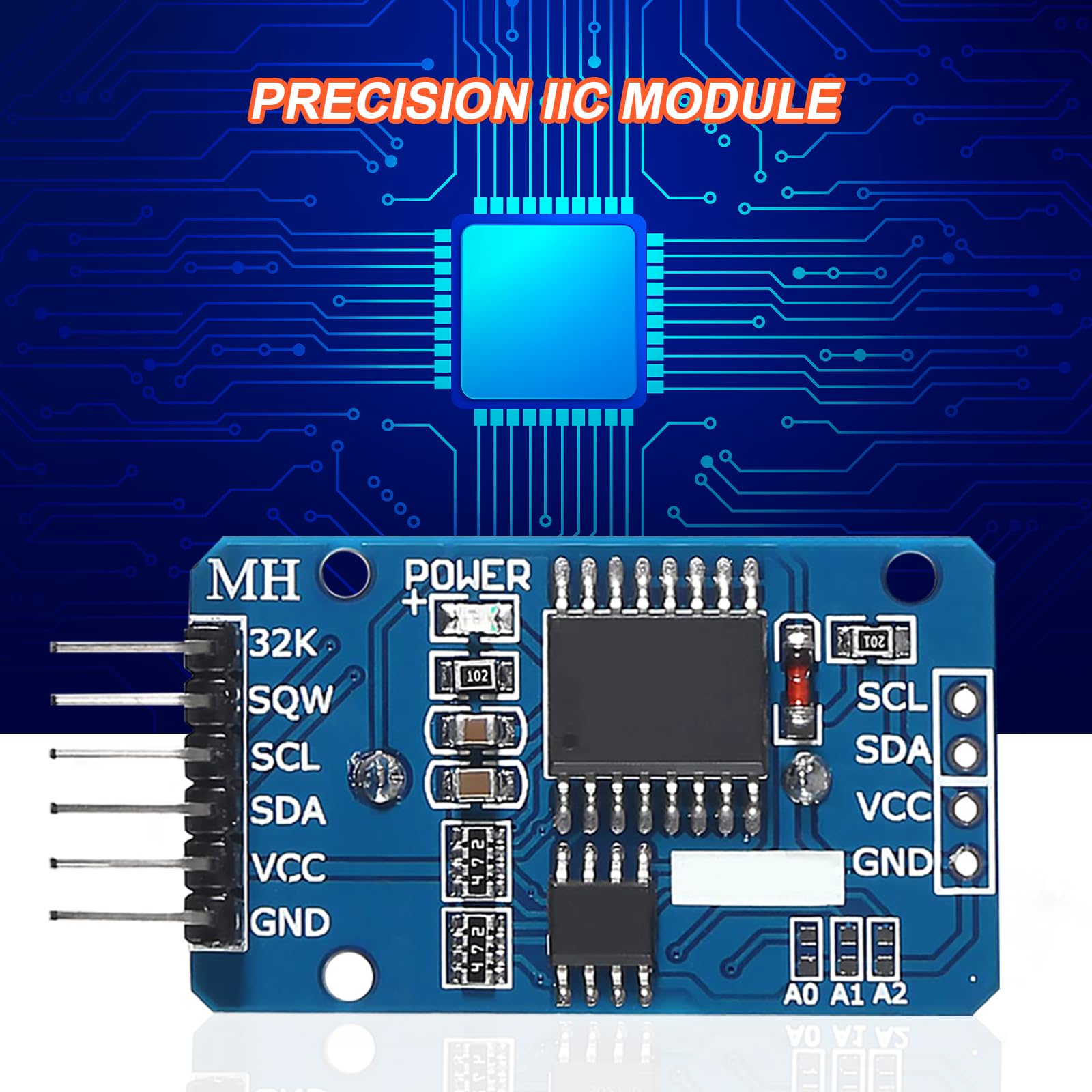 RTC IIC Modulo Precision Clock,QIQIAZI Tempo Reale Modulo Orologio RTC Sensore con Batteria compatibile con Arduino