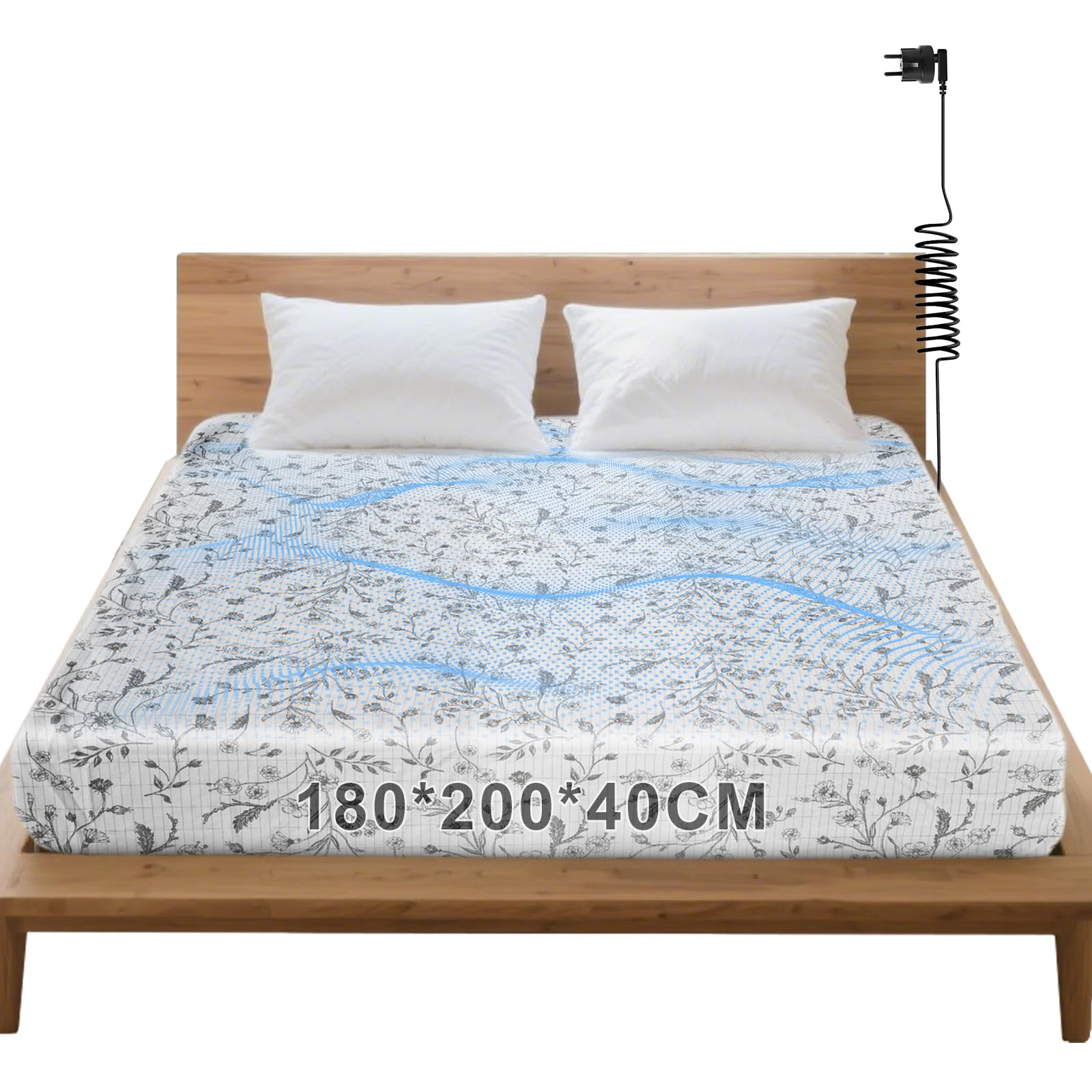 WingFly Erdung Spannbettlaken 180x200 Erdungsbettlaken mit EU Erdungskabel | Grounding Bed Sheet mit 10% Silberfaser & 90% Bio-Baumwolle für besseren Schlaf Erdungsenergie und Rückgewinnung