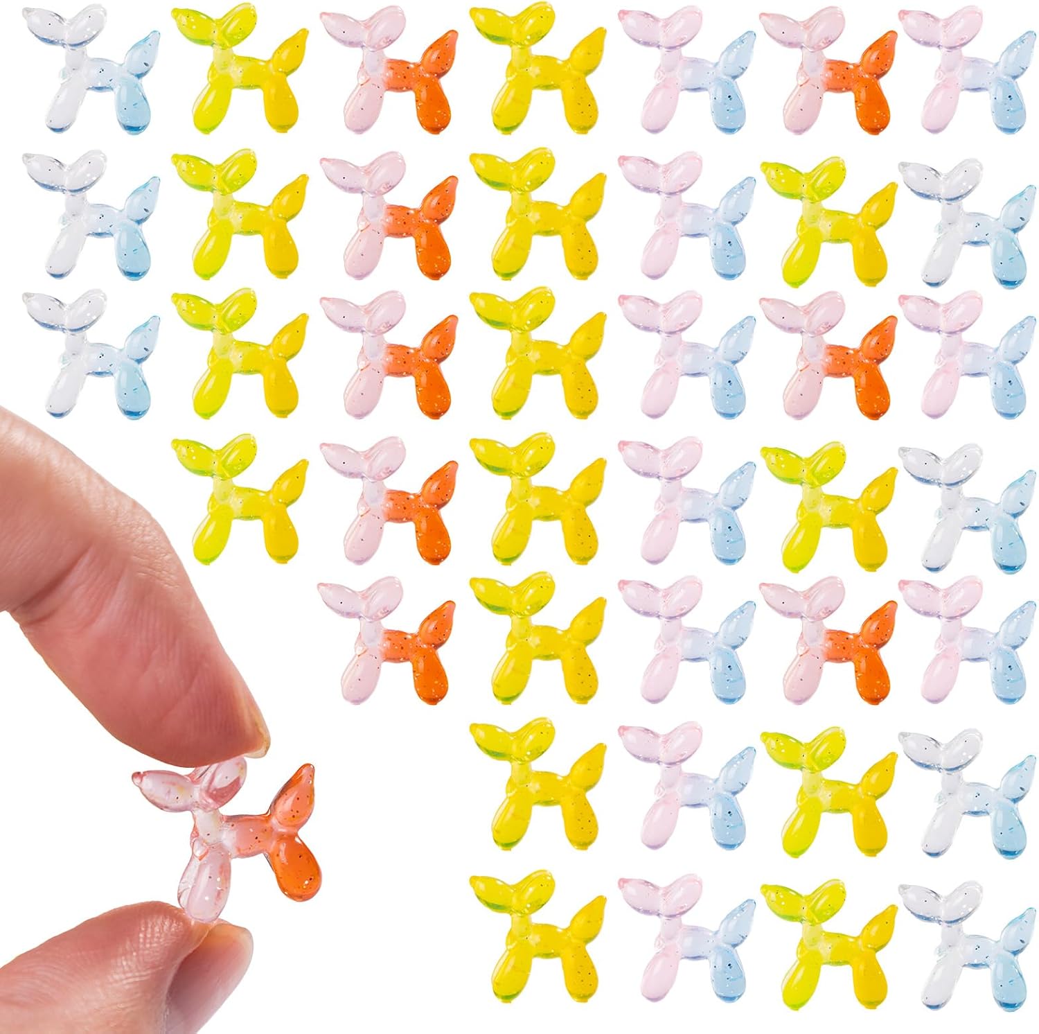 72 Pcs Mini Resin Balloon Dog Figurine 6 Variety Tiny Animals Colorful Figures Miniature Little Small Figurines Bulk for Micro Fairy Garden Landscape Accessories Hide Crafts Decor