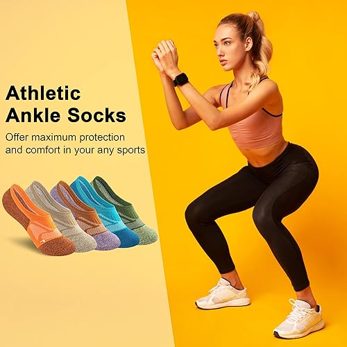 Miniatura 2 de Gonii Calcetines de compresión atlética para mujer, calcetines acolchados de corte bajo, 5 pares