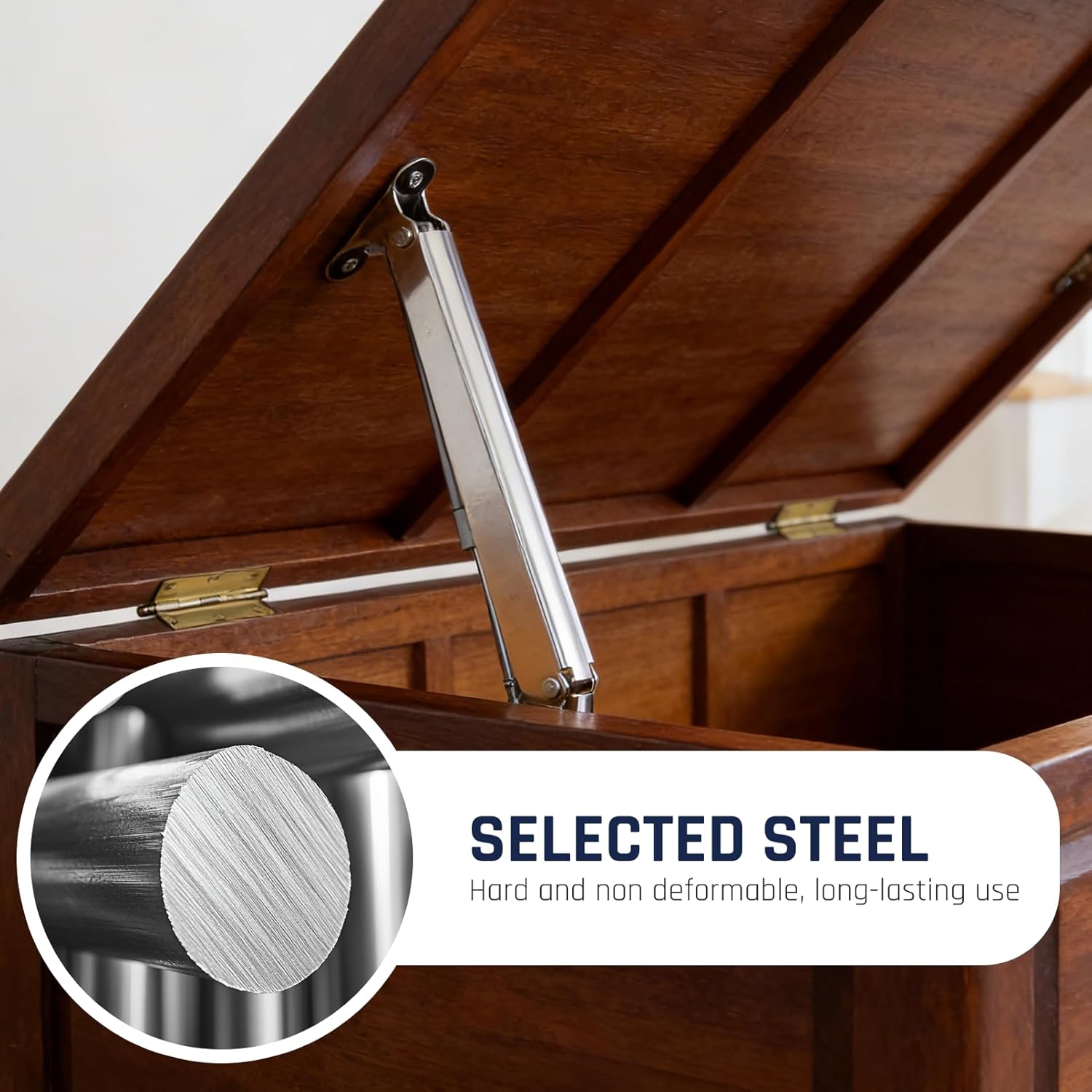 2PCS 250N Lid Support Hinge Soft Close Toy Box Hinges Gas Struts Heavy Duty Soft Close Lid Support Hinges Lid Buffer for Wooden Box Toy Boxes and Heavy Lid, Wooden Toy Box Hardware