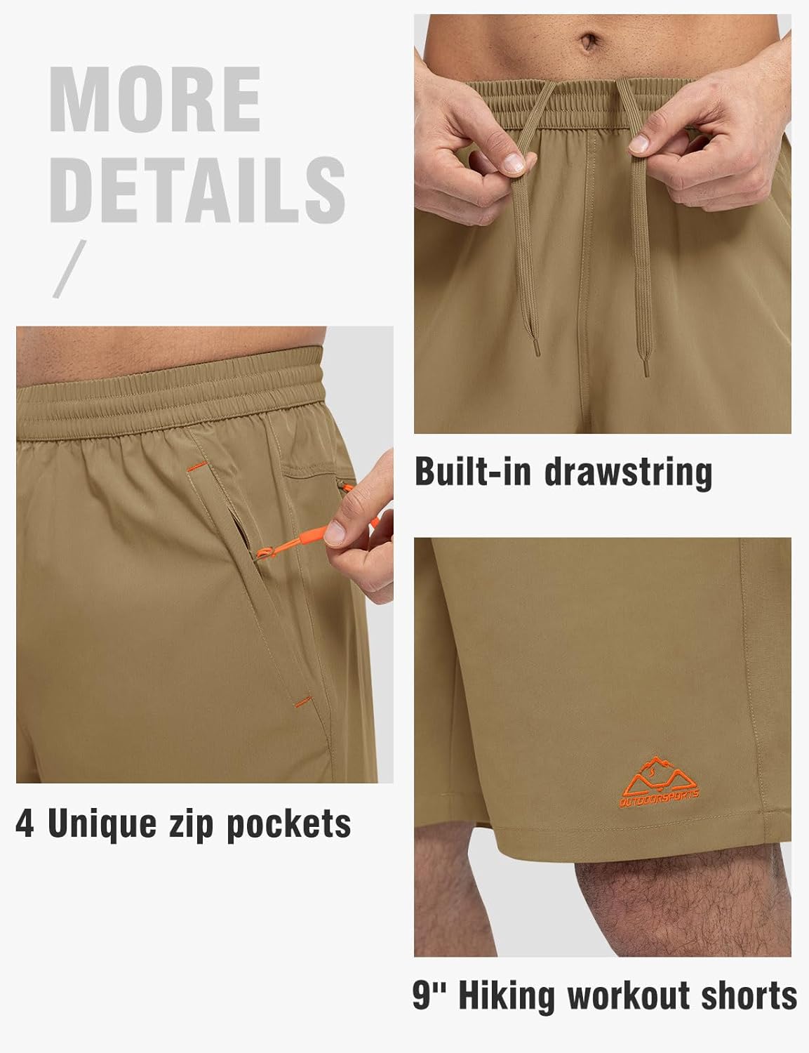 TBMPOY Men's Hiking Shorts Quick Dry Athletic Gym Workout Short with Zipper Pockets - Image 5