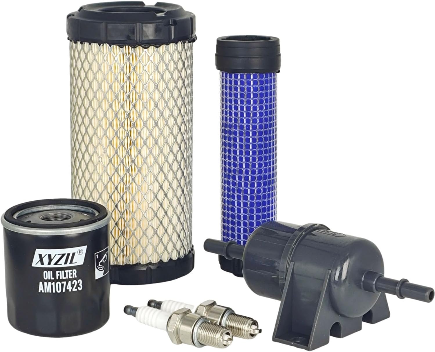 Tune Up Maintenance Filter Kit Compatible with John Deere Gator XUV620i XUV625i Compatible with Kawasaki FD620-AS26 Engine AM107423 AM117584 M113621 M123378 M138938 Spark Plug Oil Fuel Air