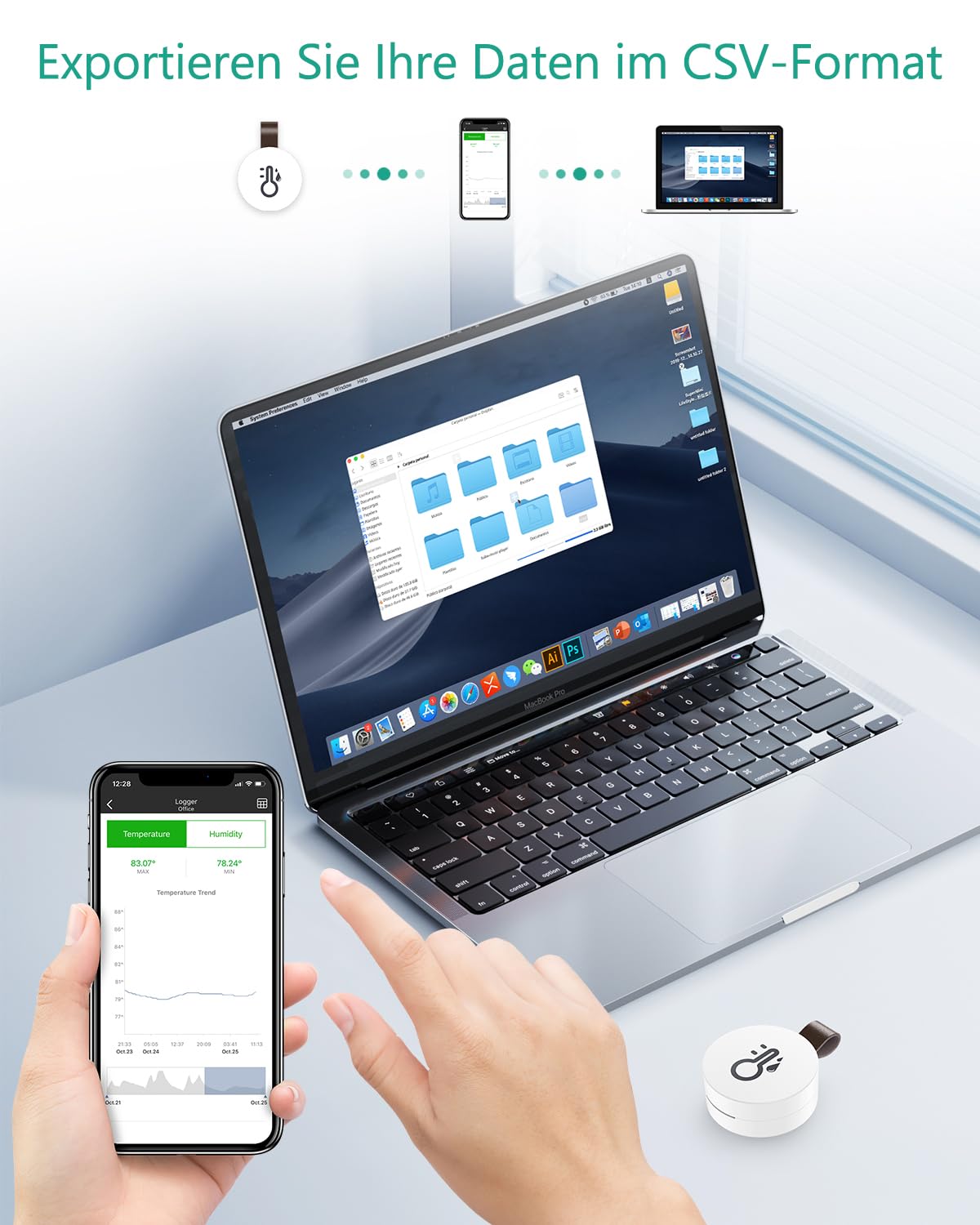 Funcțiile aplicației termometrului Bluetooth ORIA