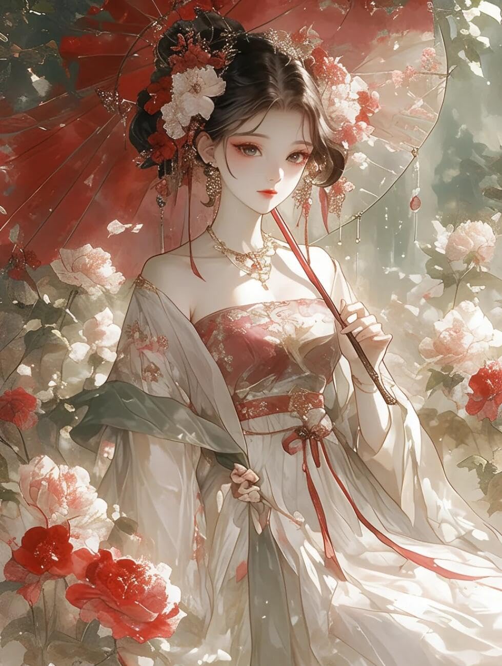 RKFLGEW 14CT Cross Stitch Kits for Beginners Retro Women and Flowers Cross Stitch Kits Embroidery Starter Set for Beginners DIY Home Decoration 40x50cm