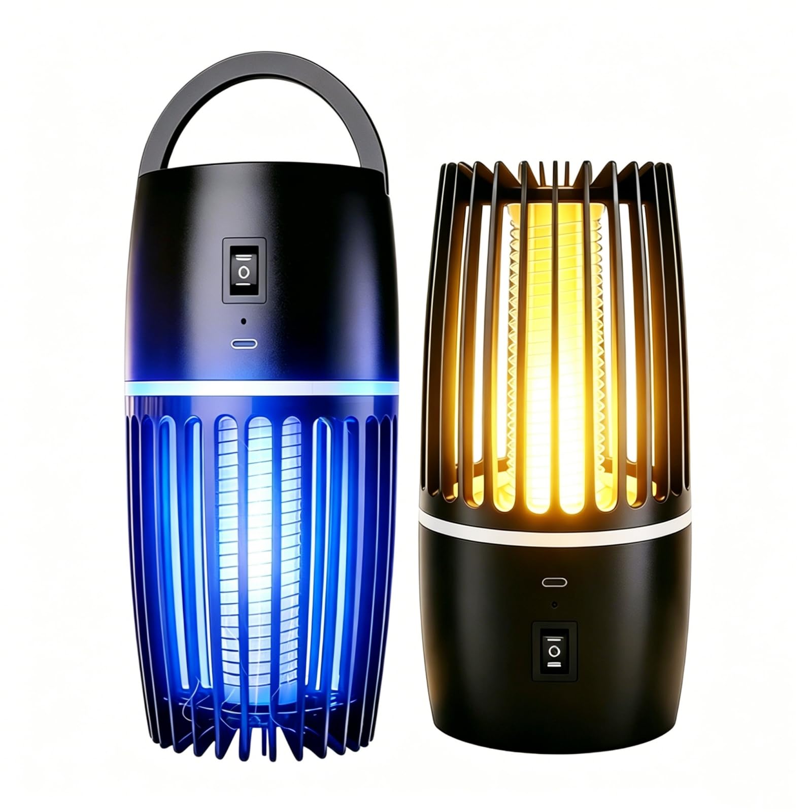 Zanzariera Elettrica 360° UV 365nm, Lampada Antizanzare Ricaricabile 4000mAh USB, Silenziosa <35dB con Luce Notte, Dispositivo Anti-Zanzare Senza Chimici per Interni Esterni