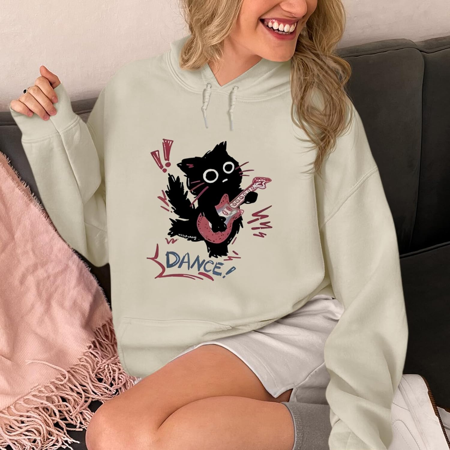 Cat Hoodie for Women Y2k Emo Grunge Goth Hoodies Vintage Graphic Sweatshirts Cute Kawaii Sweatshirt Harajuku Pullover - Image 4