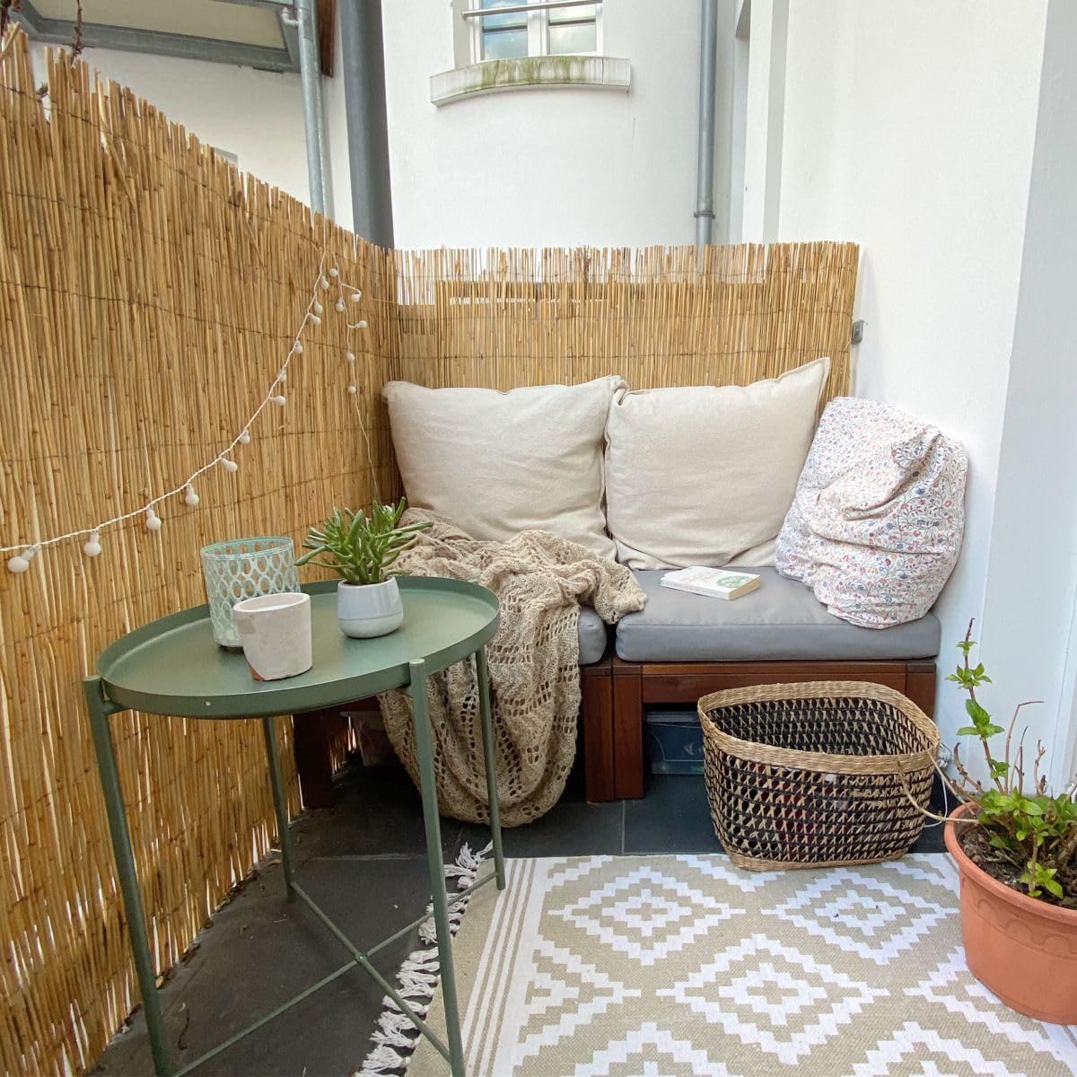 6.5x15 ft Bamboo Privacy Wall — Heavy-Duty Standing Screen for Terrace, Patio & Backyard