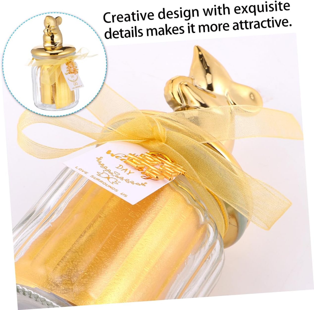PATKAW Glass Candy Box with Gold Overglaze, Sealed Ceramic Lid Candy Jar for Wedding and Holiday Party Favors, Decorative Storage Jar for Snacks and Sweets