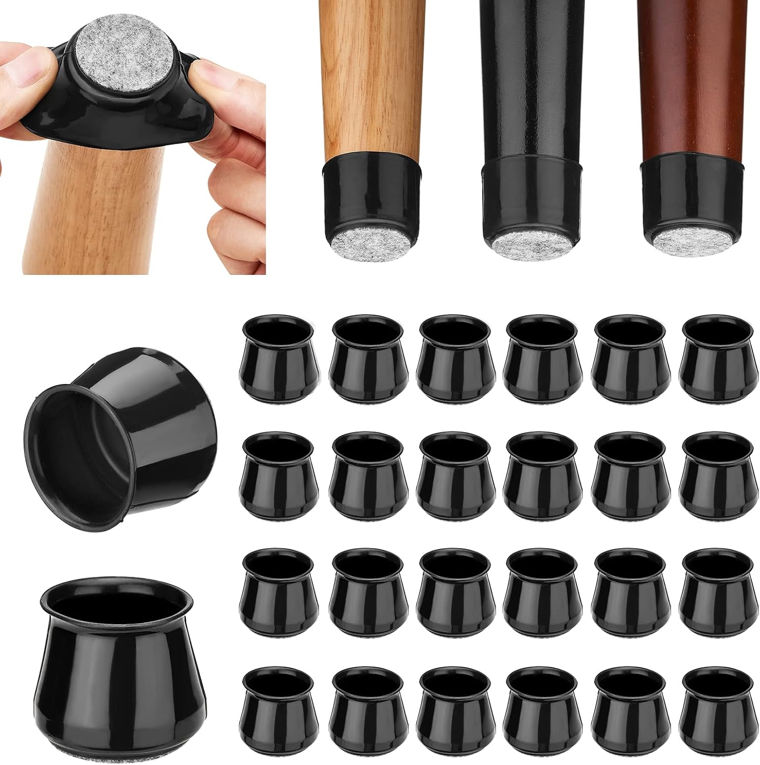 DEKAVA 24 Pcs Chair Leg Floor Protectors - Silicon Chair Leg Caps - Free Moving Chair Leg Covers to Prevent Scratches and Noise