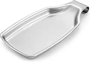 Stainless Steel Spoon Rest for Kitchen Stove Top, Herogo Large Cooking Utensil Spatula Ladle Holder with Square Bottom, Home Accessories for Kitchen Countertop, Heavy Duty, Dishwasher Safe