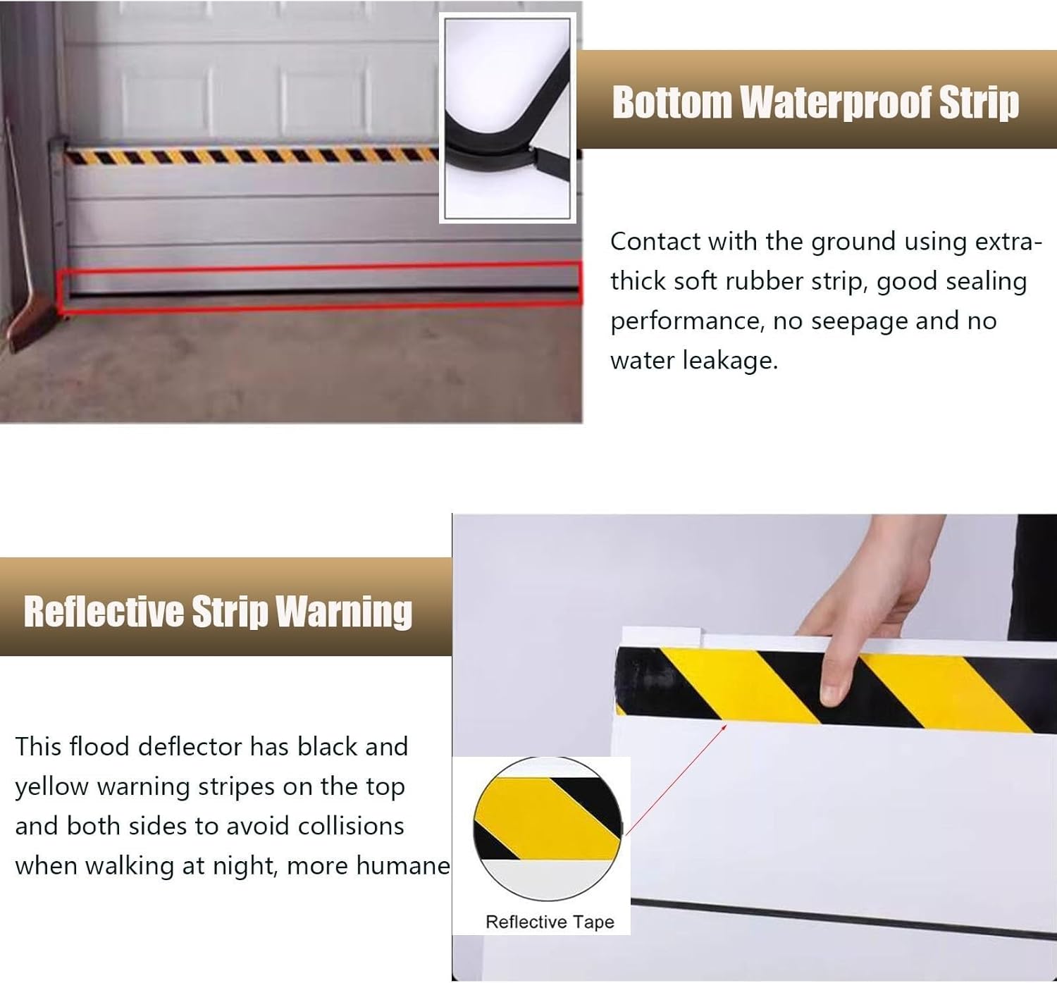 23.6 Inch Height Flood Protection Barriers for Garage Door, 40 50 60 80 100 120 150 200cm Aluminum Detachable Front Door Flood Guard, for Home Heavy Rain Water Control Flooding Hurricane (C