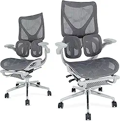 Cadeiras de Escritório Ergonômicas com Suporte Lombar, Encosto Ajustável, Tela Mesh Respirável, com Rodizios Forte, Suporta 150kg – Ideal para Home Office e Jogos (Cinza)