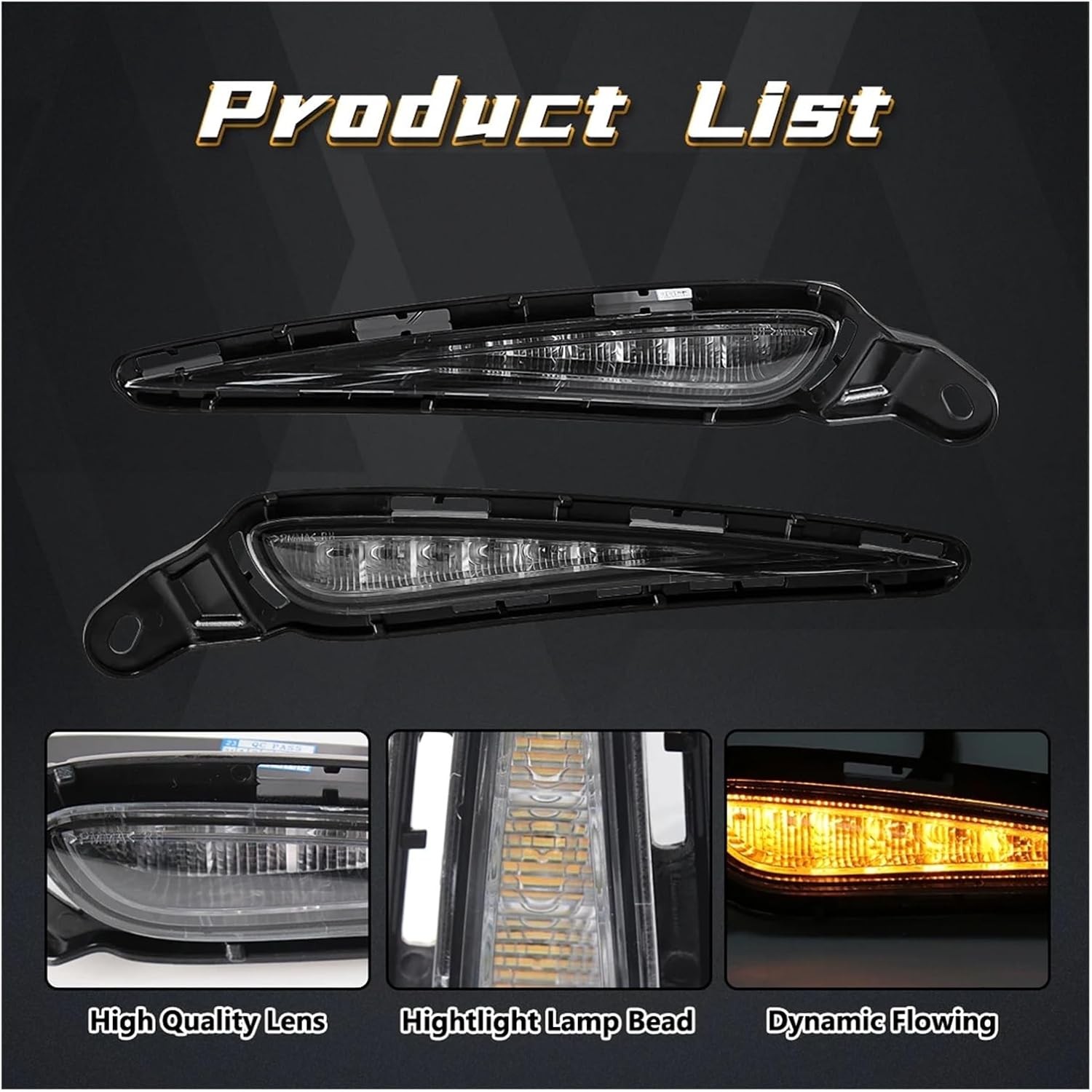 DLAA Compatible with Toyota Vitz 2017 2018 2019 Car LED Daytime Running Lights DRL White Yellow Turn Signal Fog Lamp Headlight Waterproof