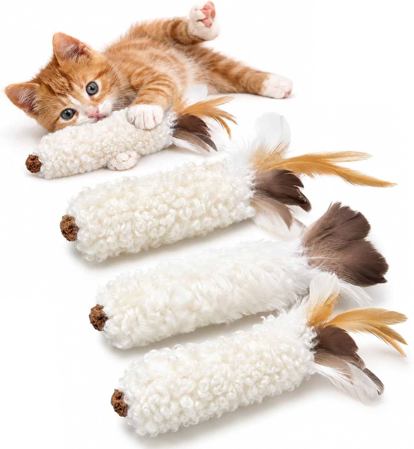 Agape Wool Cat Toys with Catnip & Silvervine Gall Fruit, Soft Plush Toys | 3-Pack Interactive Chew and Kicker Toys for Indoor Cats and Kittens, Helps Relieve Boredom and Promote Exercise