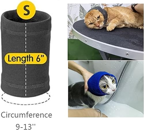 Miniatura 4 de DDFS Paquete de 2 envolturas para orejas de gato, cubierta para la ansiedad, hematoma compresión, redecilla para gato, azul + gris, S