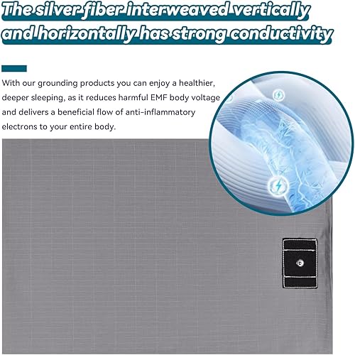 Miniatura 3 de Grounding Sheets - Sábana encimera de tamaño medio para dormir mejor, algodón de primera calidad + fibra plateada, sábana encimera con conexión a