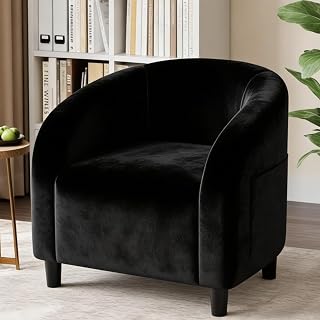 Velvet Barrel Accent Chair with Deep Seat for Small Rooms