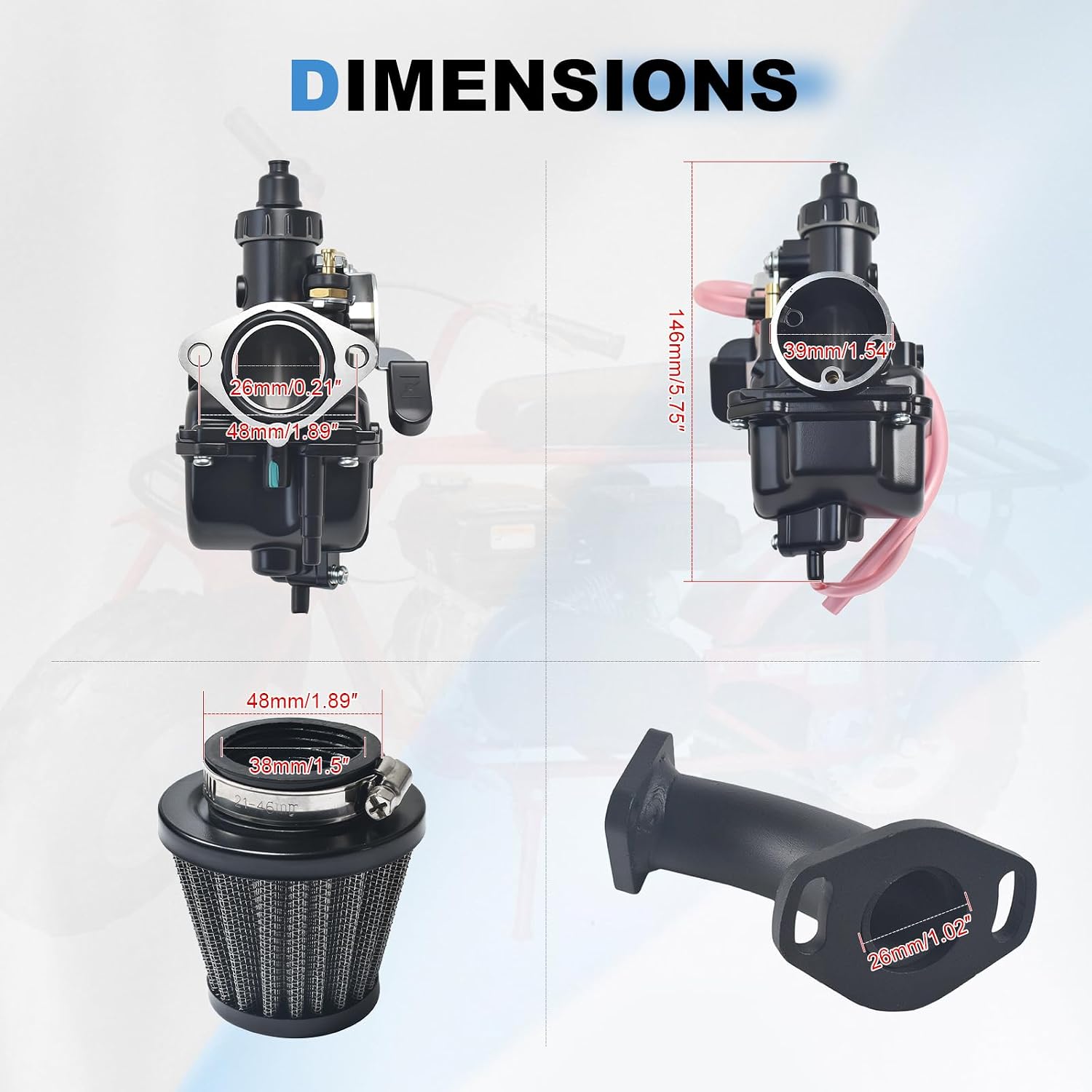 VM22 26mm Carburetor For Predator 212cc GX200 110cc 196cc Clones
