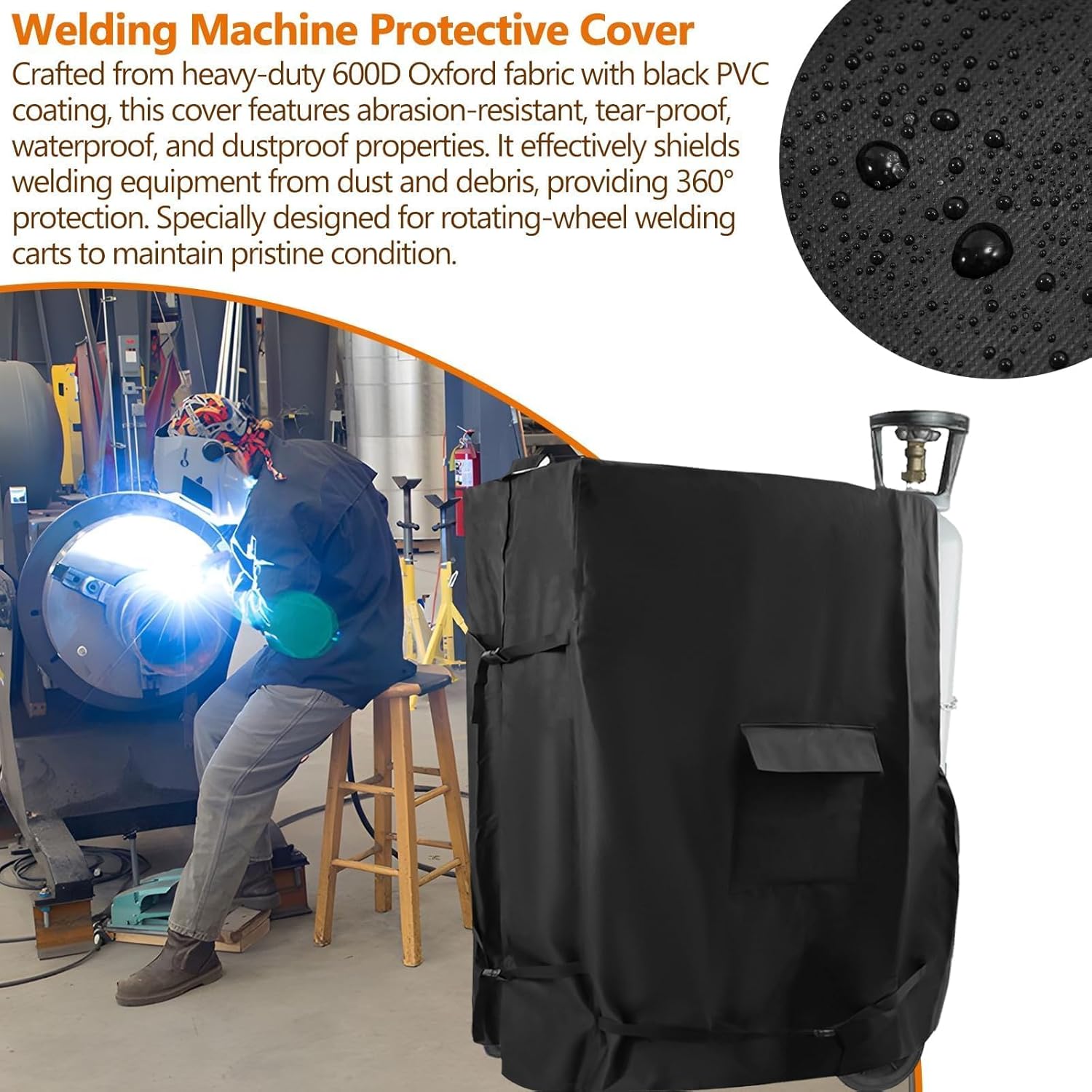 Welding Cart Cover,Heavy Duty 3 Layers Welder Cart Engine Machine Protective Table Accessories Cover,for Most Driven Electric Welding Cart,High Temperature Rresistant Outdoor(37Lx19.7Wx47H In,Black)