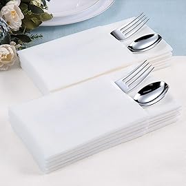 FOCUSLINE 100 Disposable Bathroom Napkins, Linen-Feel Paper Guest Towels, Soft and Absorbent Paper Hand Towels Party Napkins for Bathroom, Kitchen, Dinner, or Event, White, 12 x 17