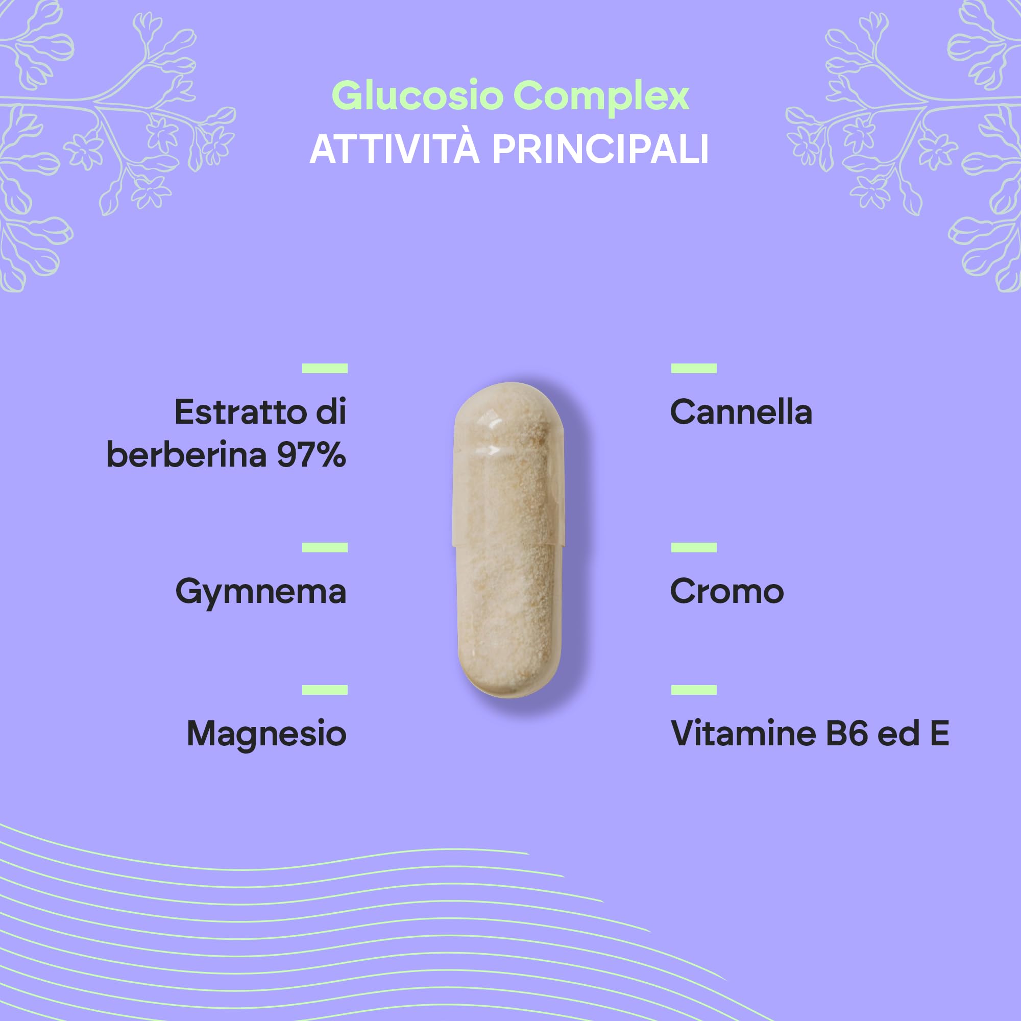 Glucosio Complex 2000mg - Controllo del Glucosio - Berberina Cromo Cannella Gymnema Pepe nero Melone amaro Vitamina B6 + E - Livelli normali di glucosio nel sangue - 90 capsule Nutralie