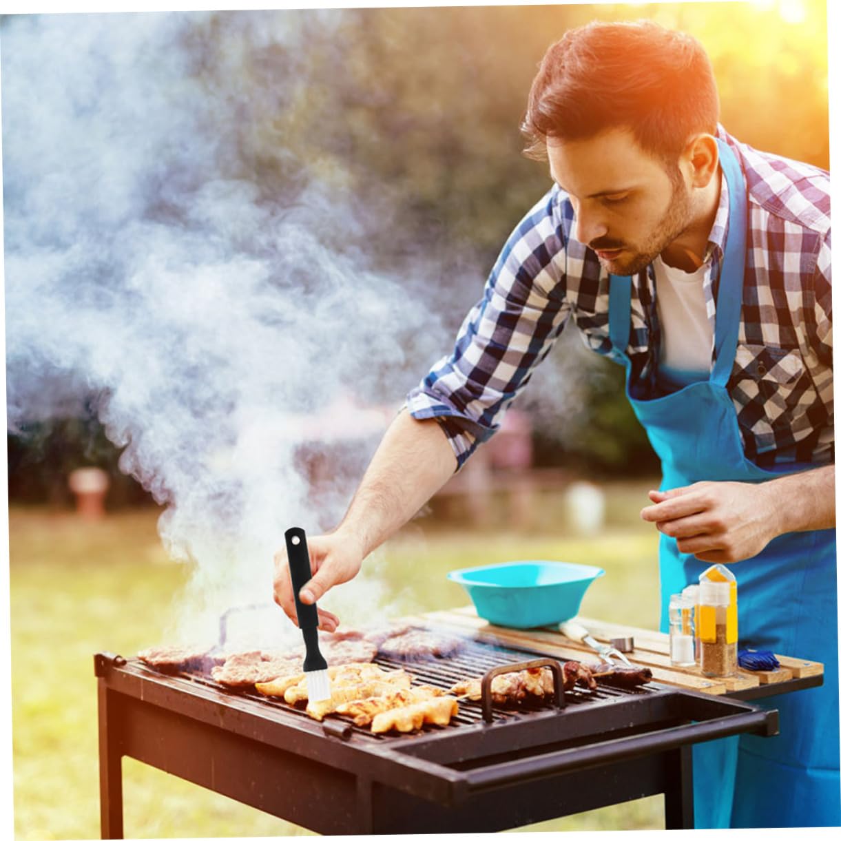 BRIGHTFUFU 6-piece Bbq Brush Set Baster Brush for Grilling Baking Set for Grill Plastic Handle Food Grade Easy to Clean