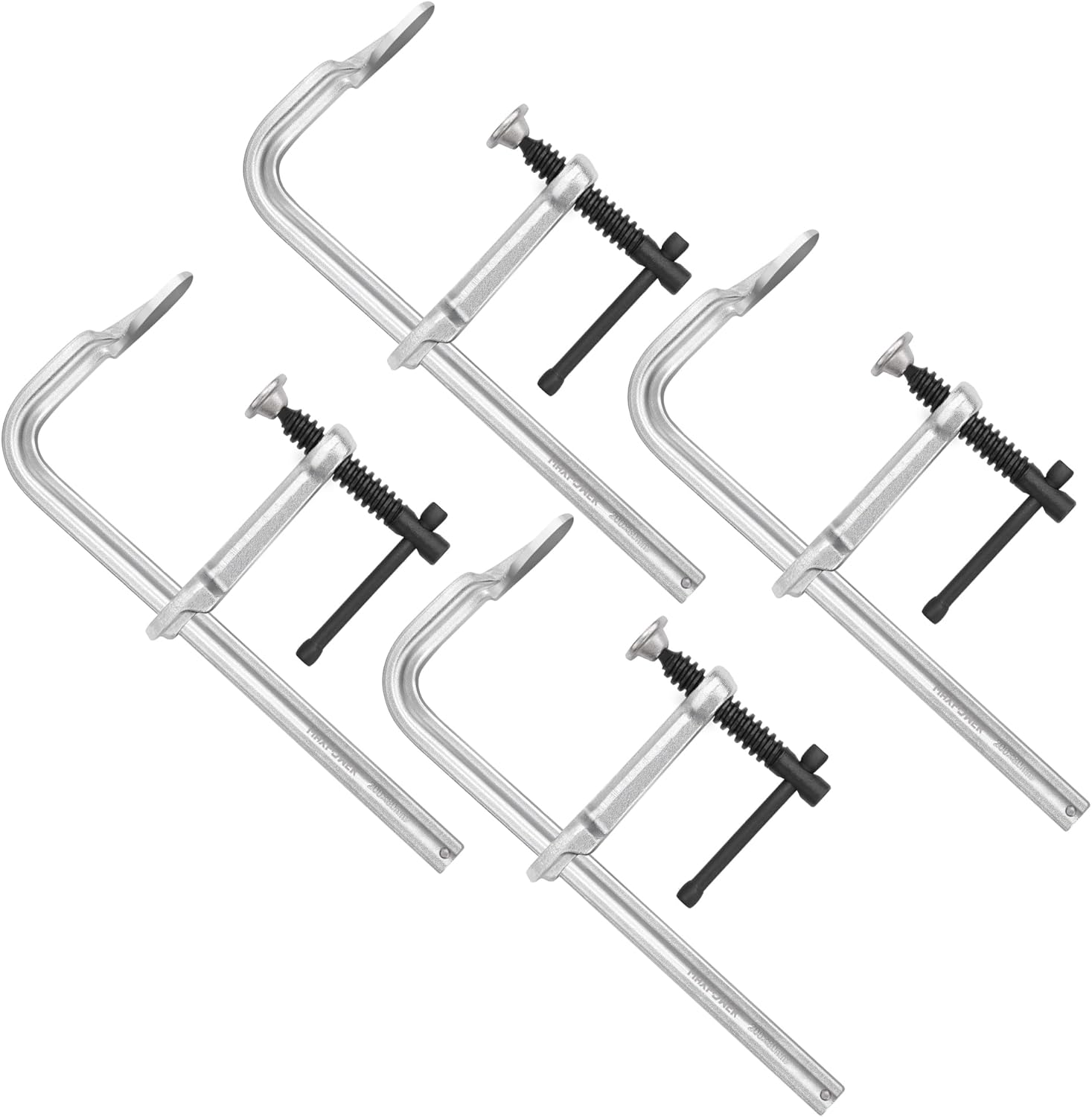 MAXPOWER Light Duty F Clamp 8 inch, 701 LBS Clamping Pressure, 3-1/8 inch Throat, Full Steel Bar Clamps for Welding, Pack of 4