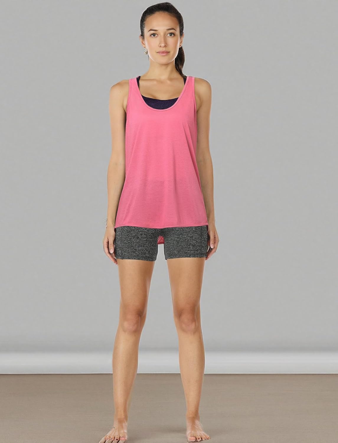 icyzone Women's Racerback Workout Athletic Running Tank Tops Loose Fit (Pack of 2) - Image 7