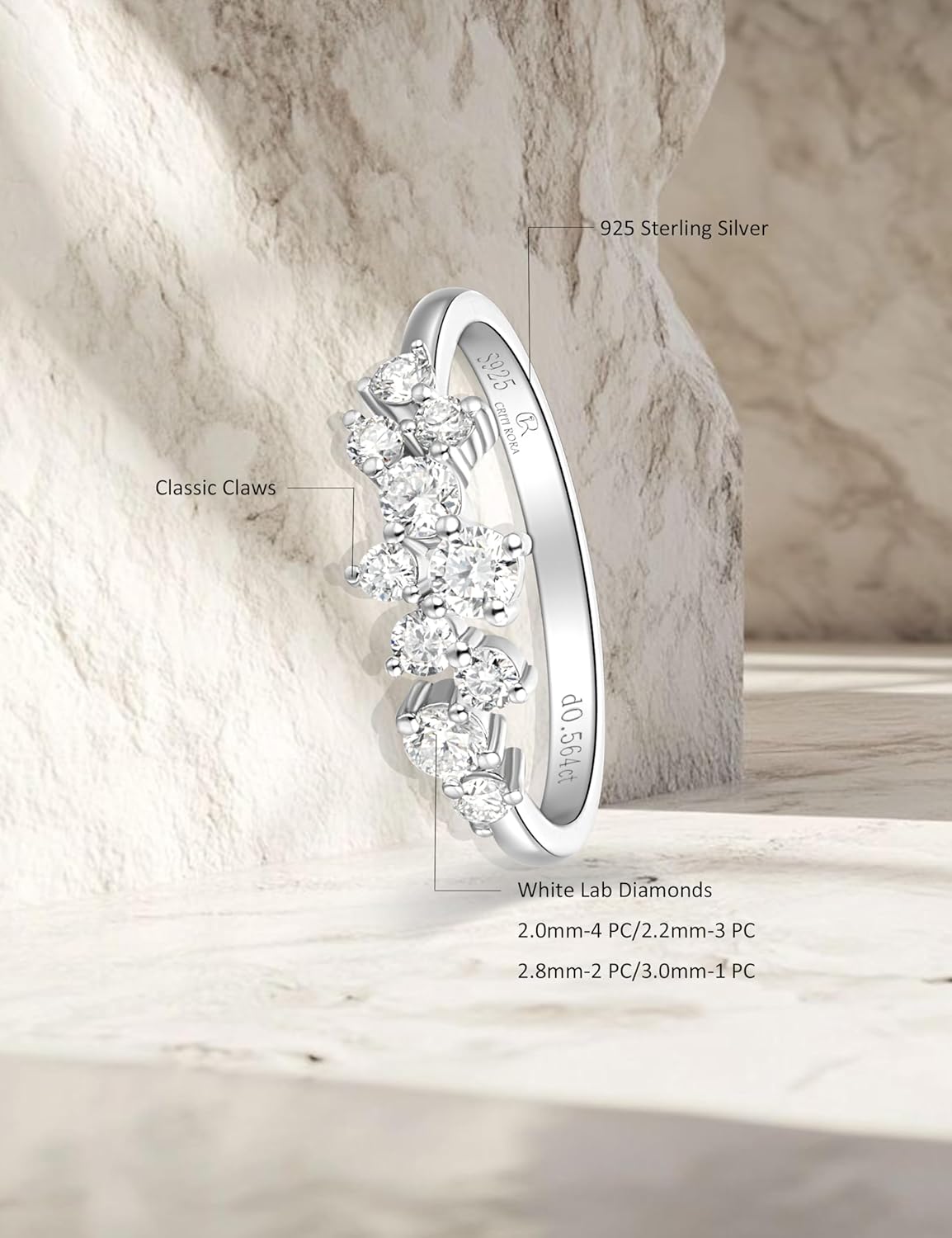 925 Sterling Silver Lab Grown Diamond Engagement Ring,Classic Solitaire Promise Wedding Band